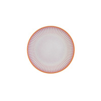 Talerz płytki 27 cm Lubiana STONEWARE S011T Blush Daisy o okrągłym kształcie, z delikatną, promienistą teksturą w odcieniach różu i beżu na krawędziach.