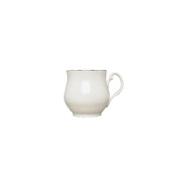 Kremowy kubek Thun Jonas 310 ml z serii Bernadotte Ivory Gold. Porcelanowe naczynie o pękatym kształcie z tłoczonymi zdobieniami i eleganckim złotym
