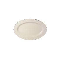 Owalny półmisek Bernadotte Ivory Gold marki Thun o średnicy 26 cm. Elegancka porcelana w kolorze kości słoniowej z delikatnym reliefem i złotym zdobieniem