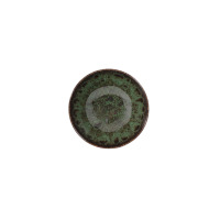 Salaterka 17 cm STONEWARE S010T Jade Daisy marki Lubiana. Okrągłe naczynie z kamionki o nieregularnym, cieniowanym wzorze w odcieniach zieleni i brązu, widok z