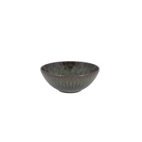 Salaterka Lubiana 17 cm z serii STONEWARE S010T Jade Daisy. Okrągłe naczynie z kamionki o żłobkowanej fakturze i cieniowanym wykończeniu w odcieniach zieleni i