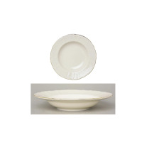 Talerz głęboki 23 cm Bernadotte Ivory Gold marki Thun w kolorze kości słoniowej. Klasyczny design z delikatnym reliefem na brzegu i eleganckim złotym