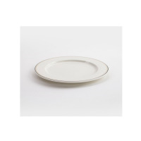 Talerz płytki Verlo Forte Lino o średnicy 27 cm w kolorze kremowym z subtelnymi paskami na obrzeżu. Elegancka porcelana o minimalistycznym designie.