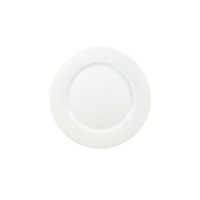 Biały talerz płytki 26 cm z kolekcji CORONA marki Lubiana. Klasyczna, gładka porcelana o minimalistycznym designie, widok z góry na okrągłe naczynie.
