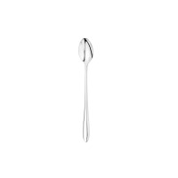 Elegancka łyżeczka do latte Verlo Destello o smukłym, polerowanym kształcie ze stali nierdzewnej. Minimalistyczny design idealny do napojów mrożonych i deserów.