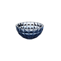 Misa kryształowa Bohemia DIAMOND Smokey Blue o średnicy 28 cm. Szklana owocarka w kolorze przydymionego błękitu z geometrycznym, diamentowym szlifem ścianek.