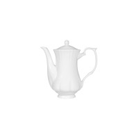 Biały porcelanowy imbryk Iwona marki Chodzież o pojemności 1,10 l. Klasyczny czajnik z eleganckimi żłobieniami, profilowaną wylewką i zdobioną pokrywką.