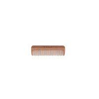 Drewniany grzebień do brody MÜHLE z serii BEARDCARE o gęsto rozstawionych zębach, wykonany z naturalnego drewna o widocznej strukturze słojów, widok z przodu.