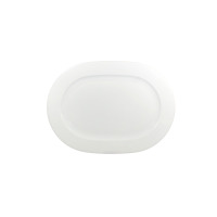 Biały, owalny półmisek WERSAL marki Lubiana o długości 32 cm. Klasyczna, porcelanowa zastawa stołowa o gładkiej powierzchni i eleganckim, minimalistycznym