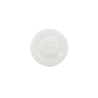 Biały spodek 16 cm z kolekcji WERSAL marki Lubiana. Klasyczne naczynie porcelanowe o gładkiej powierzchni i eleganckim, minimalistycznym designie, widok z góry.