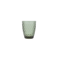 Szklanka Amefa Diamond 220 ml w kolorze dymnym. Naczynie o geometrycznym, diamentowym tłoczeniu na całej powierzchni, wykonane z grubego, półprzezroczystego