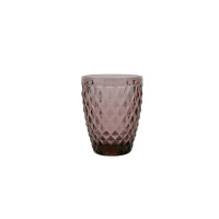 Fioletowa szklanka Amefa Diamond o pojemności 220 ml z ozdobnym, wypukłym wzorem w kształcie rombów na całej powierzchni, ukazana na białym tle.