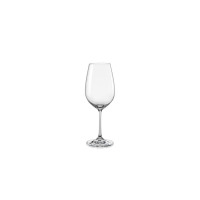Kieliszek do wina czerwonego Viola marki Bohemia o pojemności 450 ml. Eleganckie, przezroczyste szkło o smukłej nóżce i klasycznym, zaokrąglonym kształcie