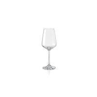 Elegancki kieliszek do wina Sandra marki Bohemia o pojemności 250 ml. Przezroczyste szkło o klasycznym, smukłym kształcie na wysokiej nóżce, widok z przodu.