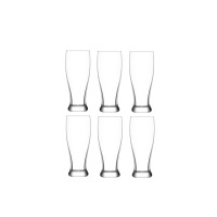Zestaw sześciu przezroczystych szklanek do piwa BROTTO marki LAV o pojemności 380 ml. Smukłe, szklane naczynia o klasycznym, zwężanym ku dołowi kształcie na