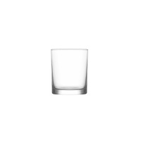 Przezroczysta szklanka niska LIBERTY marki LAV o pojemności 280 ml. Klasyczne, proste naczynie z grubym dnem, ukazane w ujęciu frontalnym na białym tle.