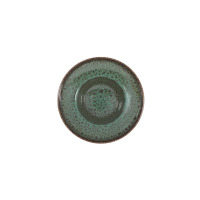 Talerz głęboki do pasty Lubiana S010 Kaszub Jade o średnicy 26 cm. Ceramiczne naczynie w odcieniach zieleni z ciemniejszymi, nakrapianymi akcentami i brązowym
