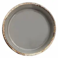 Szara salaterka Verlo SAMTO WIKLE o średnicy 11,2 cm. Okrągła miska ceramiczna z ozdobnym, rustykalnym brzegiem w odcieniach brązu i beżu. Widok z góry.