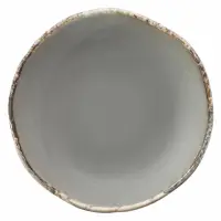Szara miska 15 cm SAMTO WIKLE marki Verlo o pojemności 550 ml. Ceramiczne naczynie z rustykalnym, nieregularnym brzegiem w odcieniach brązu, widok z góry.