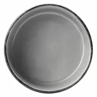 Szara miska Verlo Time o średnicy 9 cm i pojemności 200 ml. Widok z góry na okrągłe naczynie o minimalistycznym designie z ciemniejszym, zdobionym rantem.