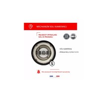 Zbliżenie na mechanizm mielący młynka do soli Peugeot Paris 30 cm w kolorze czarnym. Widoczna stalowa konstrukcja z logo marki, przeznaczona wyłącznie do soli