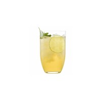 Szklanka Rooftop marki Schott Zwiesel o pojemności 513 ml wypełniona orzeźwiającym koktajlem z lodem, udekorowana plasterkiem limonki i świeżą miętą.
