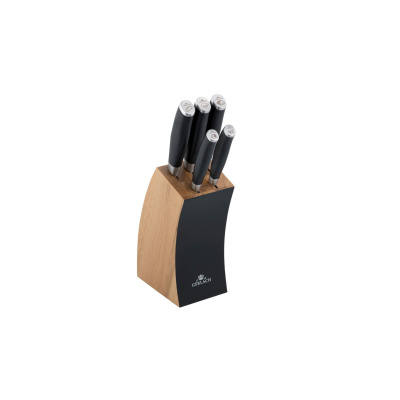 Komplet 5 noży kuchennych w bloku - 991 DECO Black
