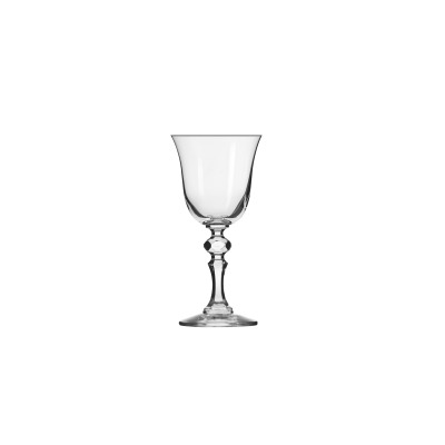 Elegancki kieliszek do wina białego Krista marki Krosno Glass o pojemności 180 ml. Przezroczyste szkło z ozdobnie profilowaną nóżką, ujęte w widoku z przodu.