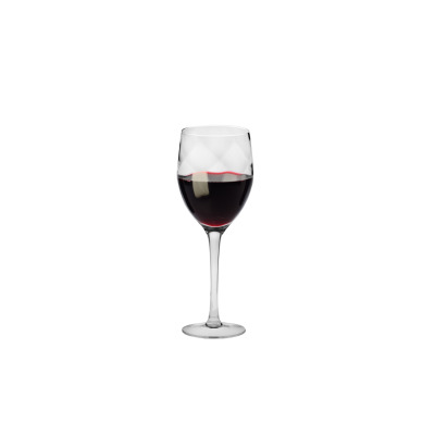 Kieliszek do wina czerwonego Romance marki Krosno Glass o pojemności 320 ml. Smukłe, przezroczyste szkło z ozdobnym, geometrycznym szlifem na czaszy