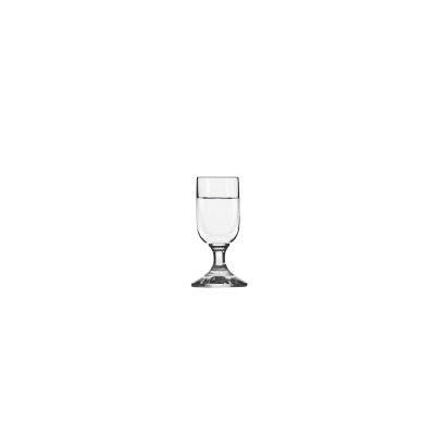 Kieliszek do wódki Balance marki Krosno Glass o pojemności 25 ml. Przezroczyste szkło o klasycznym, eleganckim kształcie na stabilnej nóżce, widok z przodu.
