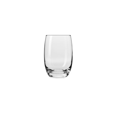 Przezroczysta szklanka 360 ml Elite marki Krosno Glass S.A. o zaokrąglonym, nowoczesnym kształcie, ukazana w ujęciu frontalnym na białym tle.