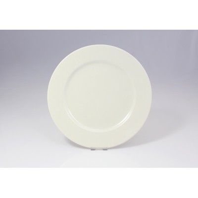 Talerz płytki 27 cm BANQUET marki RAK Porcelain w kolorze kremowym. Klasyczna, gładka porcelana o minimalistycznym designie, widok z góry na okrągłe naczynie.