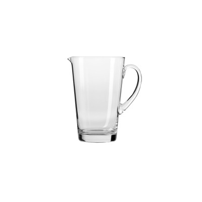 Szklany dzbanek Avant-garde o pojemności 1 l marki Krosno Glass S.A. o minimalistycznym, przezroczystym designie z wygodnym uchem, ukazany na białym tle.