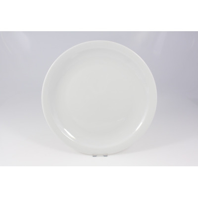 Biały talerz płytki Scandia marki Lubiana o średnicy 30,5 cm. Klasyczna, minimalistyczna porcelana o gładkiej powierzchni, zaprezentowana w widoku z góry.