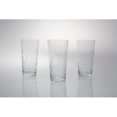 HANDMADE / Szklanki zdobione szlifem 350 ml - BEZBARWNE (9613)