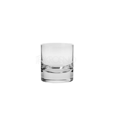 Szklanka do whisky Sterling 300 ml marki Krosno Glass o przejrzystym, grubym dnie i eleganckim, minimalistycznym designie. Widoczne logo Krosno na szkle.