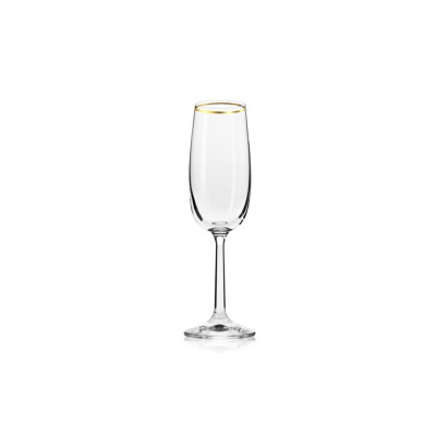 Kieliszki do szampana 170 ml / 6 szt. - BASSIC Glass / Złoty Pasek (FKMA357)