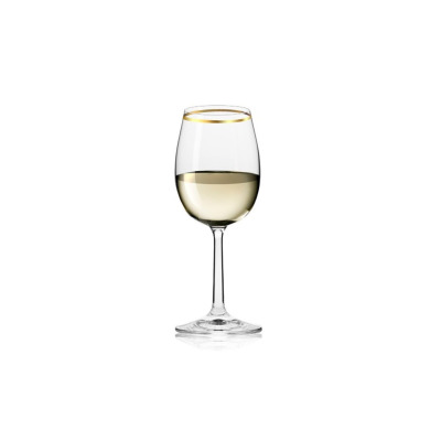 Kieliszki do wina 250 ml / 6 szt. - BASSIC Glass / Złoty Pasek (FKMA357)