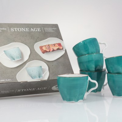 Zestaw filiżanek 250 ml / 6 szt. - STONE AGE / Morski