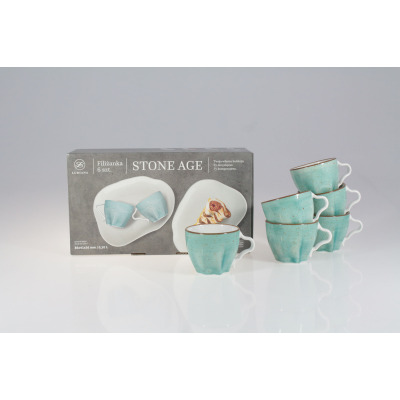Zestaw filiżanek 100 ml / 6 szt. - STONE AGE / Morski