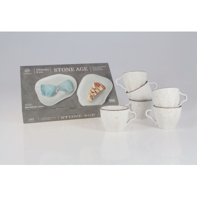 Zestaw filiżanek 100 ml / 6 szt. - STONE AGE / Beżowy