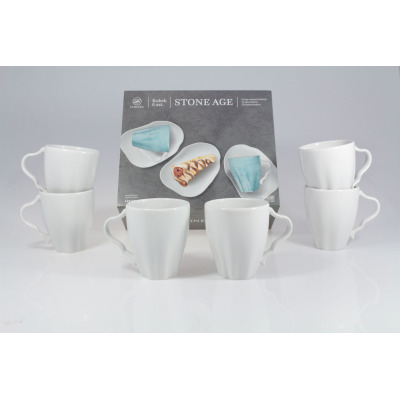 Zestaw kubków 350 ml / 6 szt. - STONE AGE / Biały