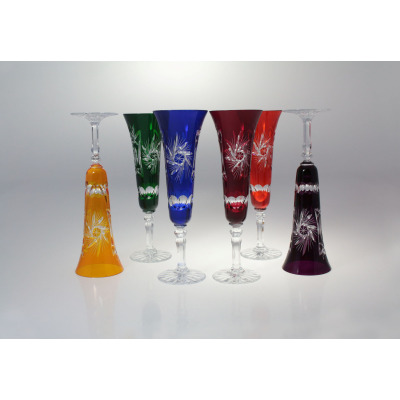 Kieliszki kryształowe do szampana 140 ml - KOLOR MIX (443 6K)