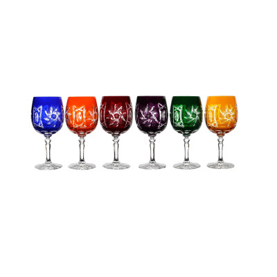 Kieliszki kryształowe do wina 240 ml - KOLOR MIX (368 Mł 6K)