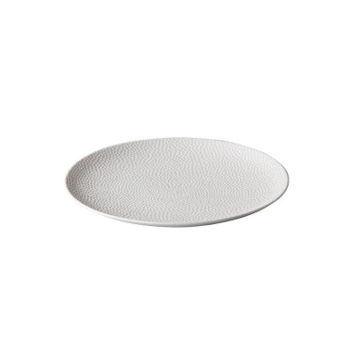 Talerz płytki 21 cm Honeycomb marki Fine Dine o jasnej barwie i charakterystycznej, wypukłej fakturze przypominającej plaster miodu. Widok z góry na naczynie.