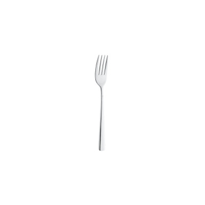 Widelec przystawkowy 8410 Palmon marki Amefa. Eleganckie, srebrzyste sztućce ze stali nierdzewnej o minimalistycznym designie, widok z przodu na białym tle.