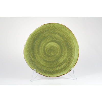Talerz płytki 27 cm Jersey green marki Fine Dine o okrągłym kształcie, z charakterystyczną zieloną powierzchnią o nakrapianej teksturze i widocznym spiralnym