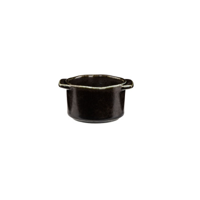 Ciemna salaterka Ramekin 8 cm IRON marki Verlo o surowym, industrialnym wykończeniu. Naczynie posiada dwa poręczne uchwyty po bokach i charakterystyczną