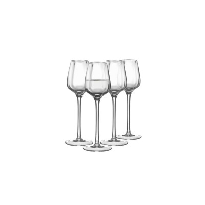 Zestaw czterech eleganckich kieliszków do wódki 55 ml z serii CELEBRATION marki Krosno Glass S.A. Przezroczyste szkło o smukłym kształcie na wysokiej nóżce