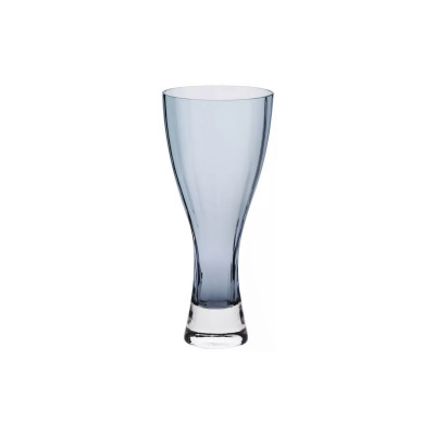 Szklany wazon Krosno Glass o wysokości 40 cm w odcieniu szaro-niebieskim. Smukły, nowoczesny design z rozszerzaną górą i solidną, przezroczystą podstawą.